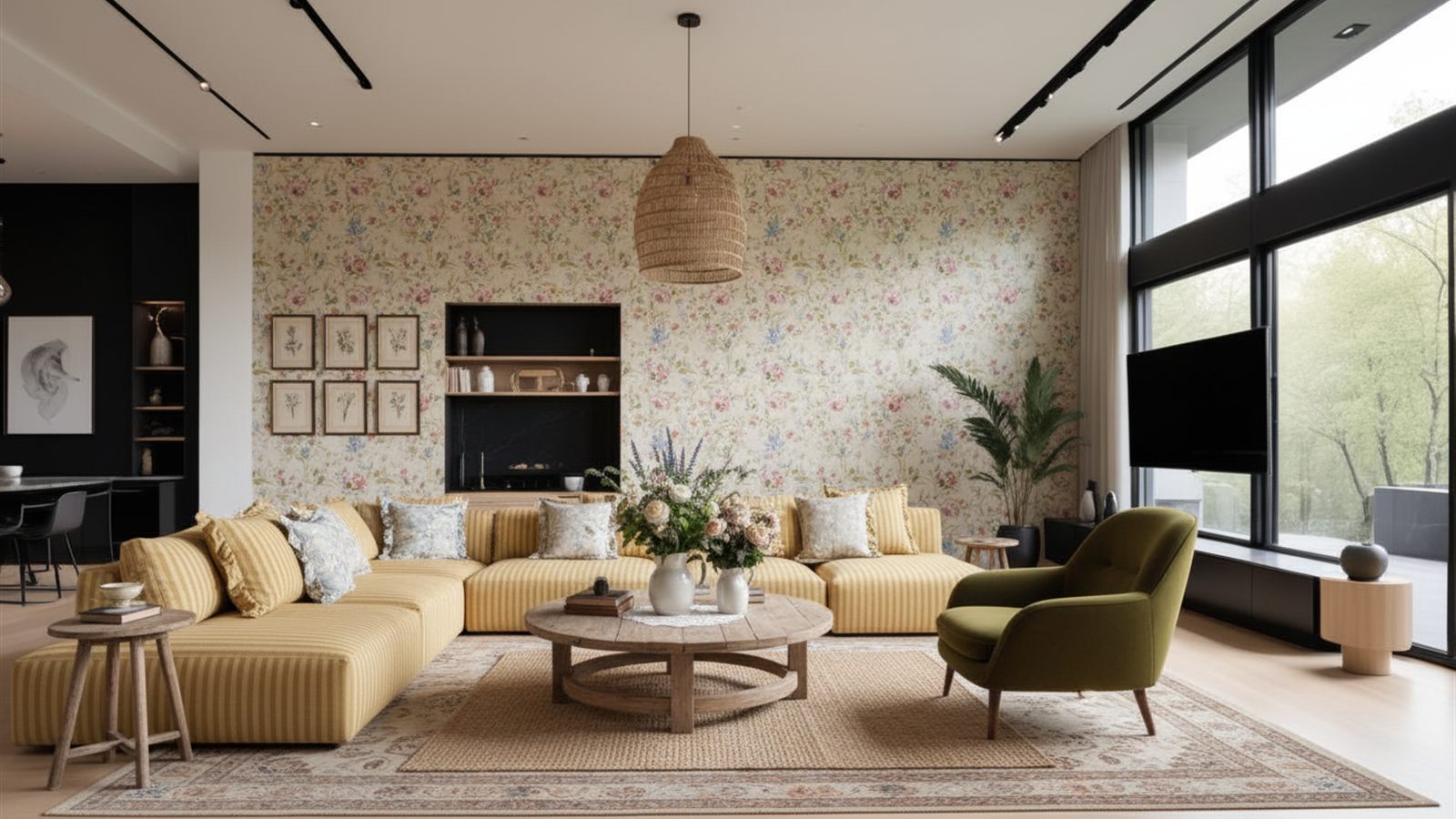A mesma sala em estilo cottage