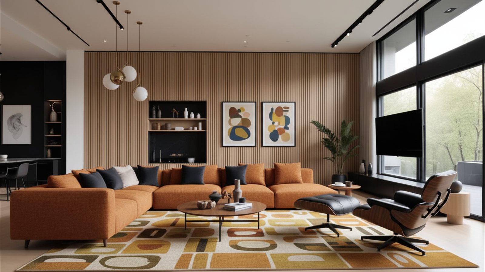 A mesma sala em estilo mid-century