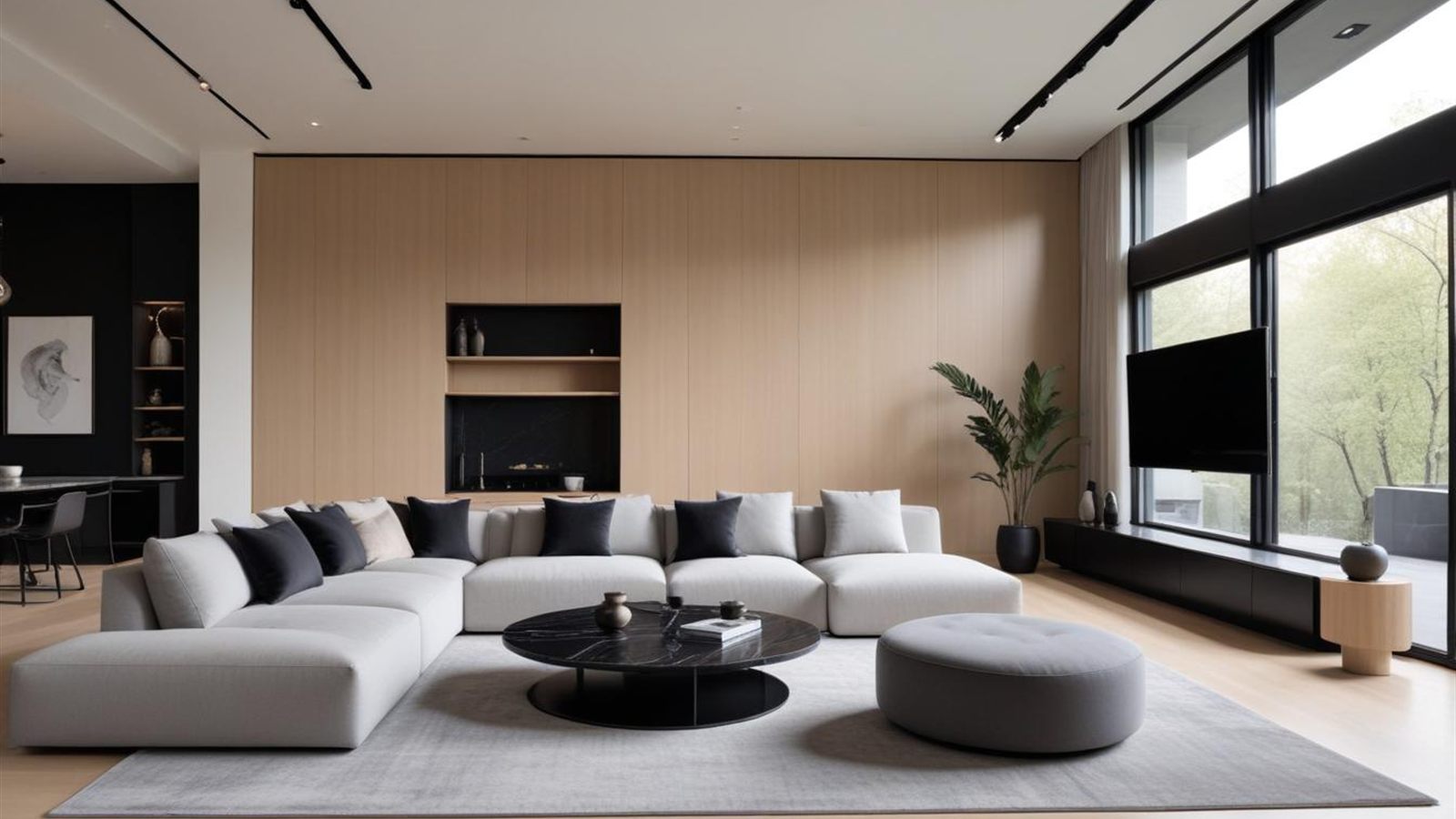 A mesma sala em estilo minimalista